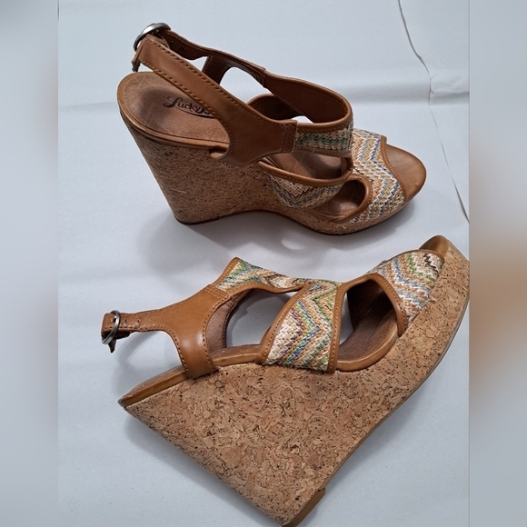 Lucky Brand Cork Wedge Heel Sandal  Size 10M - Picture 1 of 8